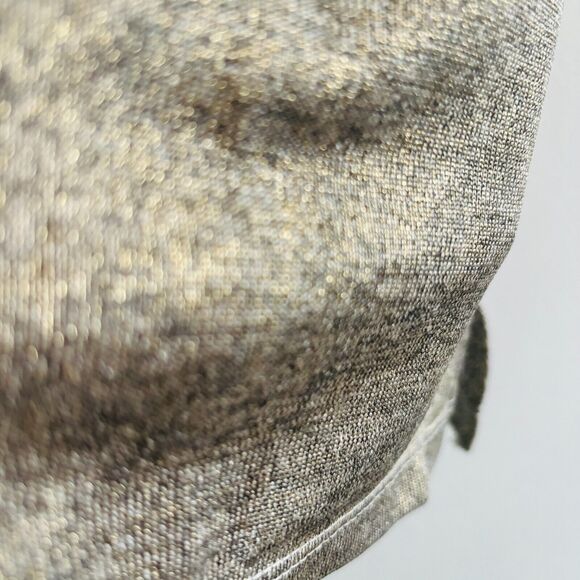 Nicole Miller Sparkle Tee Wms Sz Small Gold Drawcord Short Sleeves - Picture 5 of 8